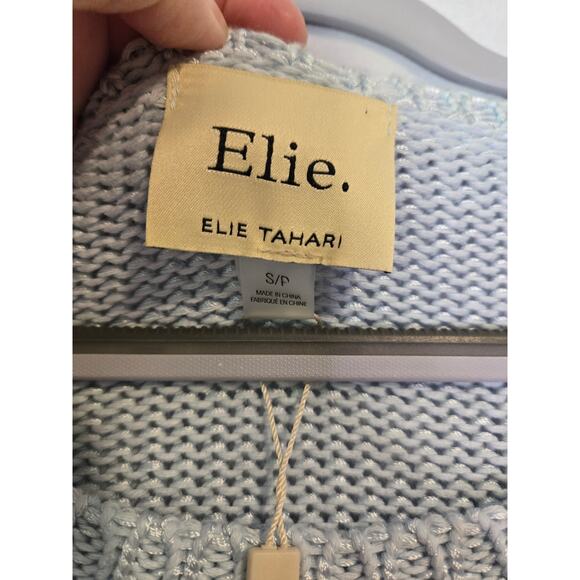 NWT ELIE TAHARI Cotton Rayon Knit Pullover Sweater Small Ice Blue Soft Office - Picture 4 of 12
